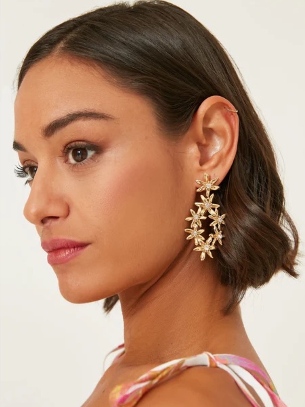 Mignonne Gavigan Elena Lux Flower Earrings in 14K Gold Plate with Crystals - Picture 2 of 12
